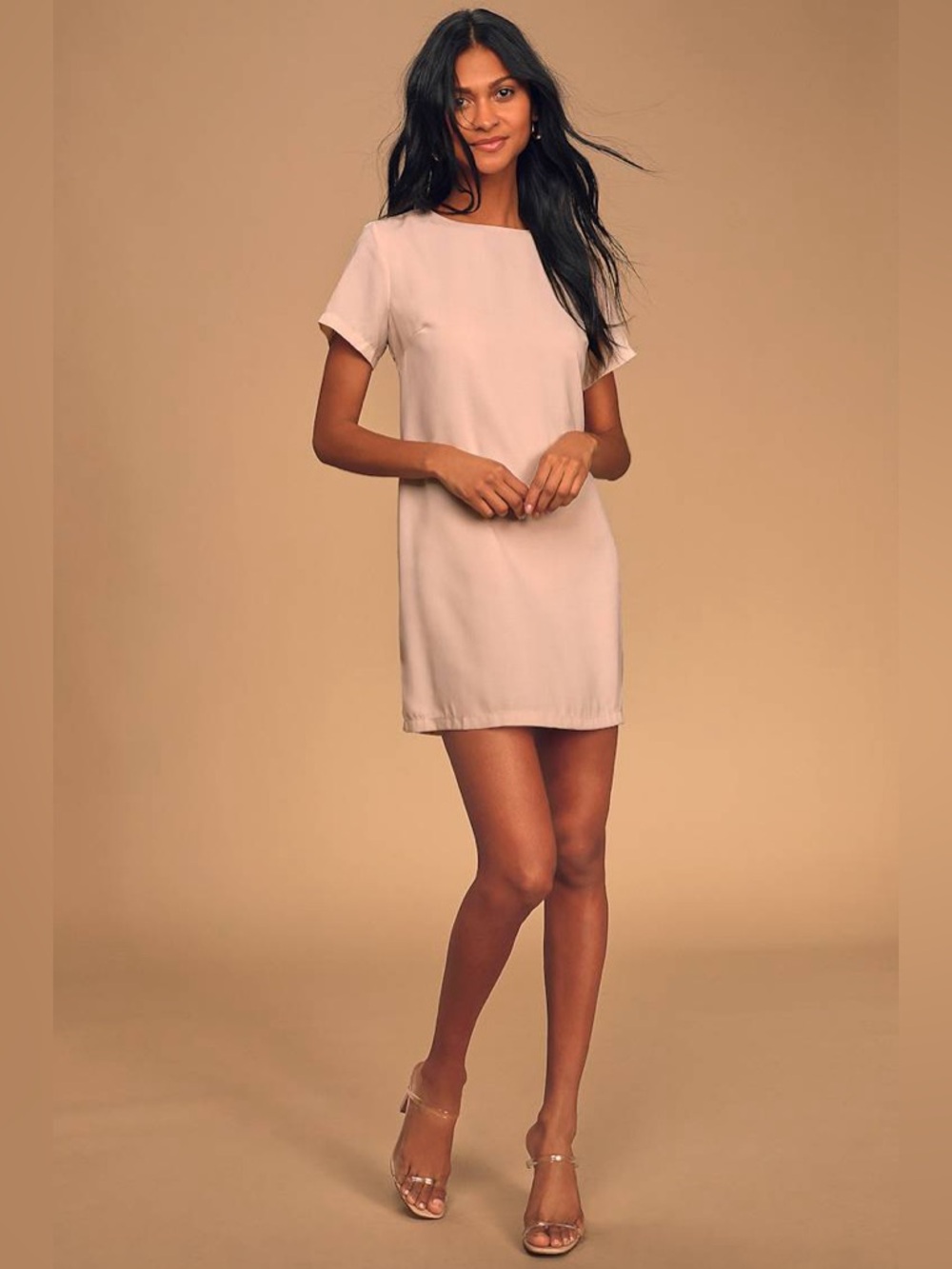 Lulus Shift and Shout Blush Pink Shift Dress